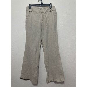 Banana Republic Martin Fit Linen Blend Wide Leg Pants Beige Size 8